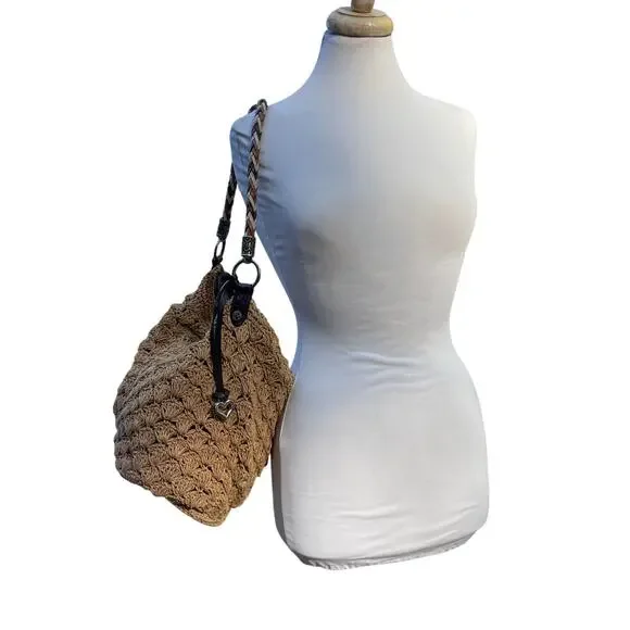 Brighton Straw Crochet Shoulder Bag – Boho Woven Hobo Tote - Picture 14 of 15